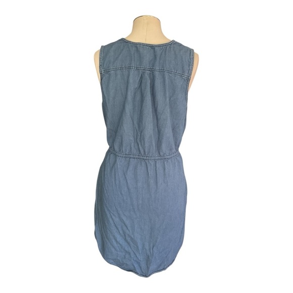 Indigo Rein Sleeveless Button Front Dress Women’s Size XL Chambray Blue Belted - Picture 2 of 6